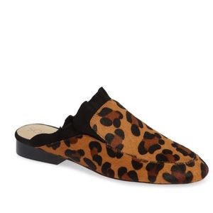 Leather cheetah print mules